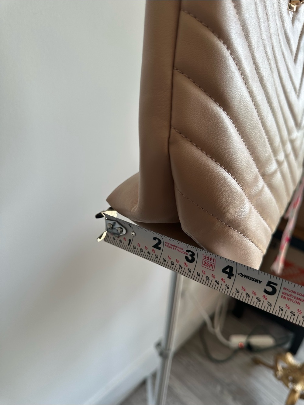 Ardene Taupe Quilted Shoulder Bag with Gold Chain and Floral Scarf - Picture 14 of 15